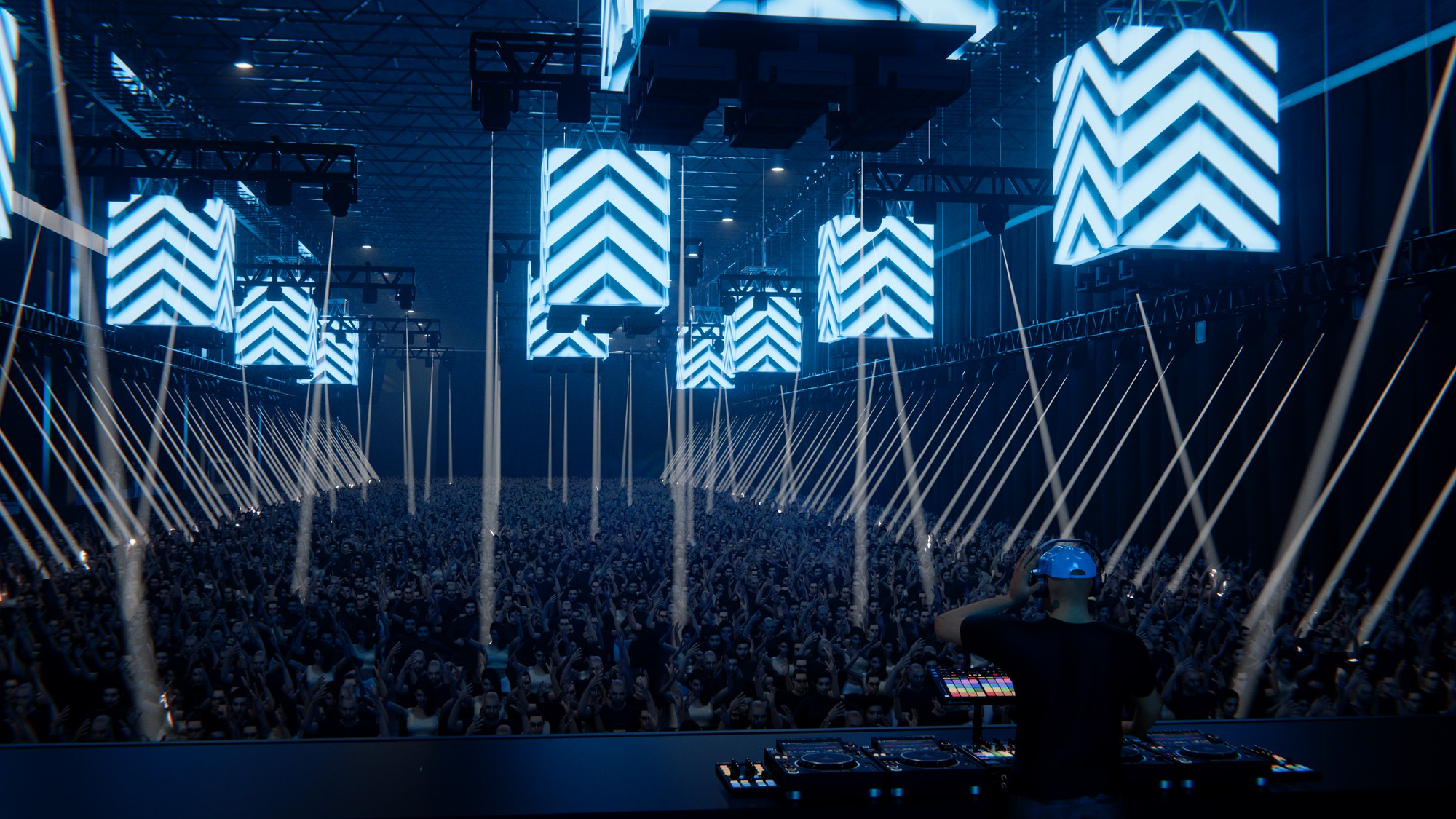 Chris Stussy Storehouse - view from behind the DJ booth toward the crowd