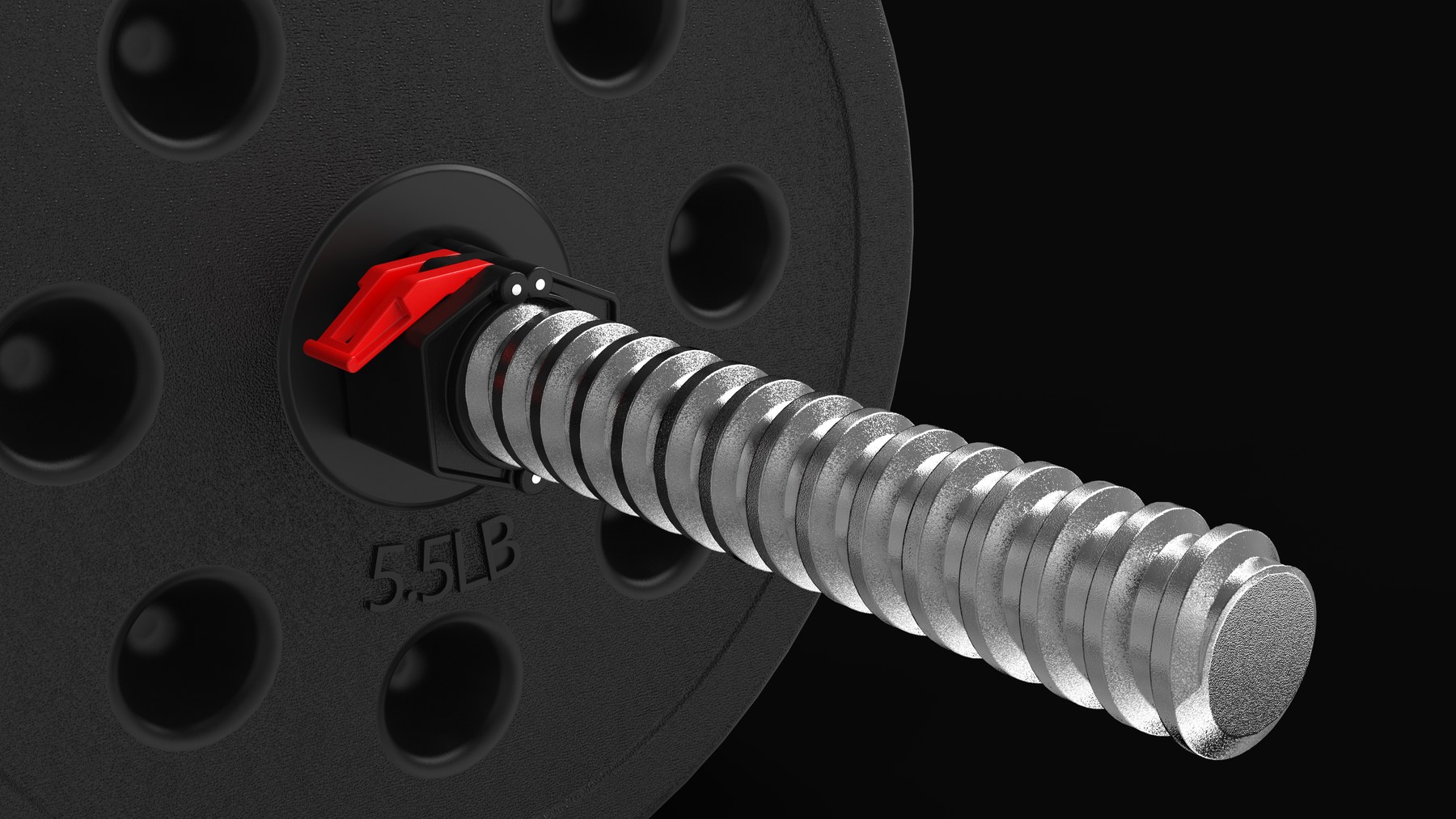 Barbell collar seated against a weight plate