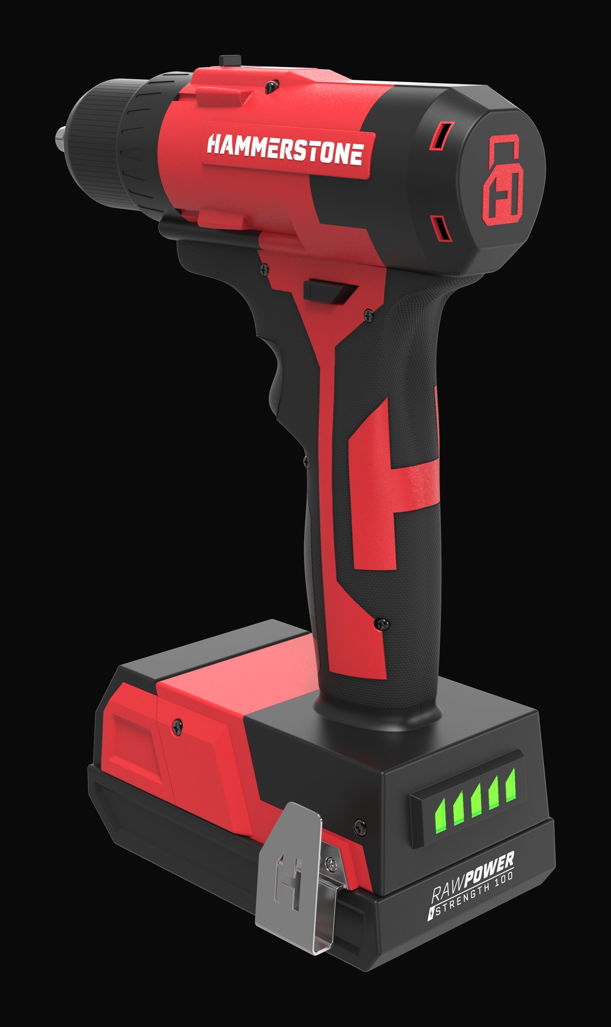 Powerdrill three-quarter view with RawPower battery pack