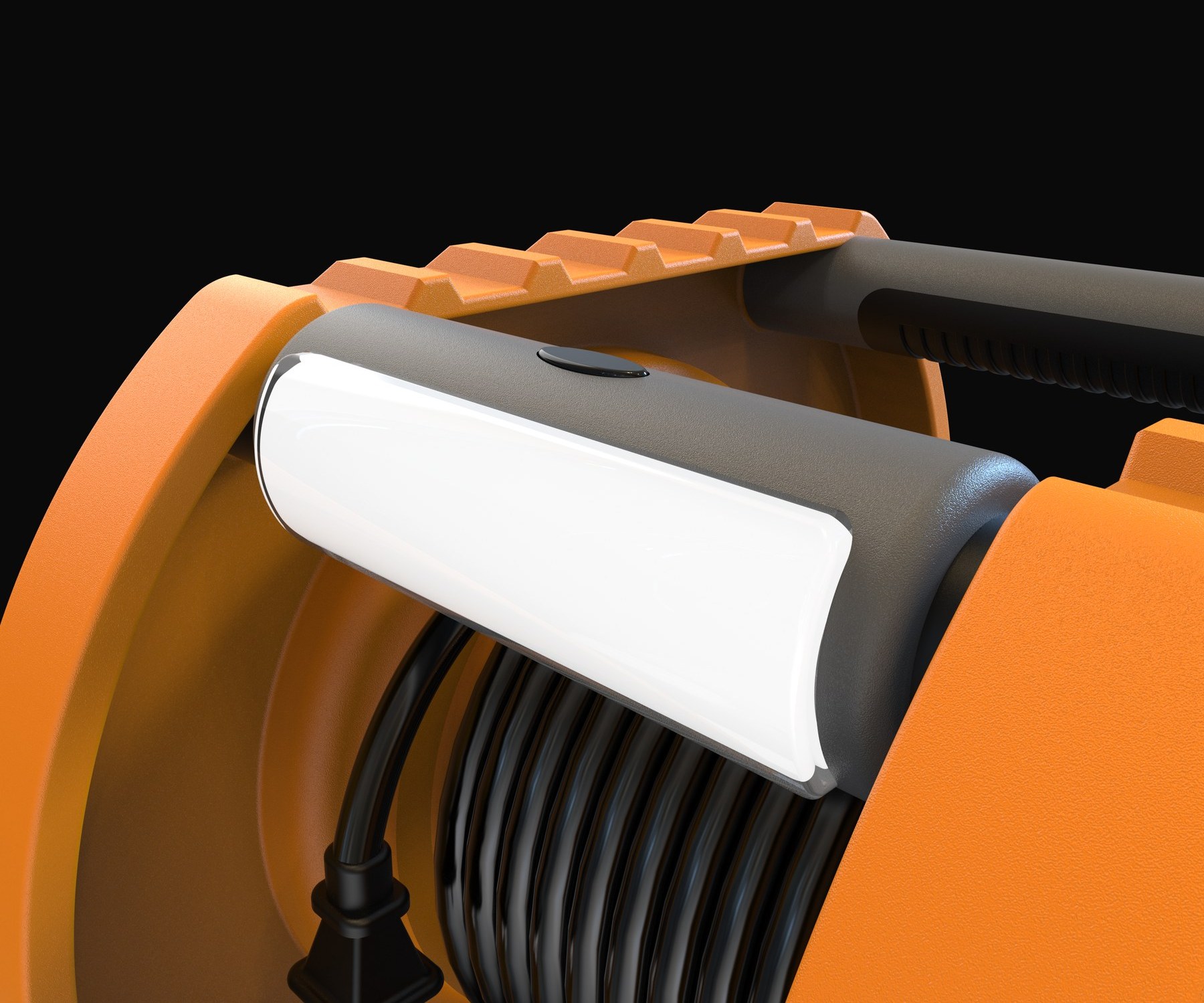 Extension Cord Reel - detail of handle and housing