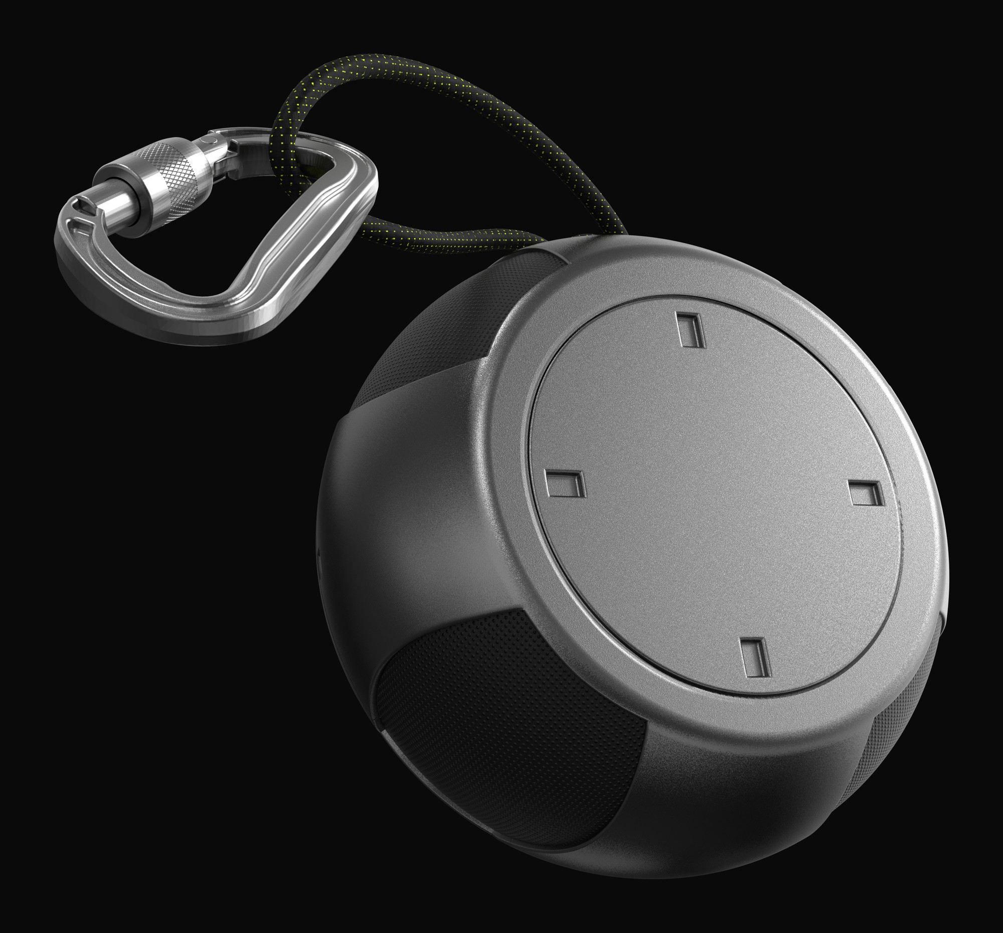 Screech back plate with control markings and locking carabiner
